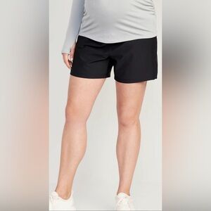 Old Navy Fold Over Waist PowerSoft Maternity Shorts, Black, sz M